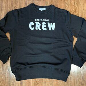 BALENCIAGA CREW Slogan Shirt Black White Logo Unisex Size XXL